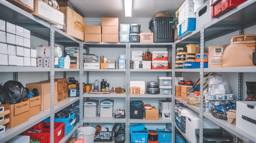 10 Perfect Christmas Gift Ideas for Storage Lovers and Organization Fans 10 A photo of the inside of a storage unit with a lot of neatly organized items. There are shelves filled with boxes,bags, and miscellaneous items. The items are labeled and are arranged in a way that makes the most of the storage space. The unit is clean and well-maintained.
